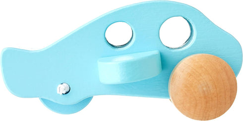 Hape Little Plane Kid's Wooden Toy Vehicle, Blue and Beige, L: 4.9, W: 2.6, H: 3.8 inch