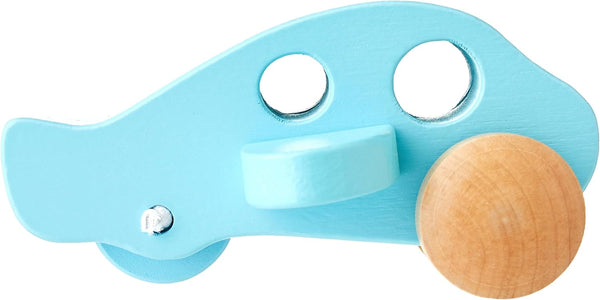 Hape Little Plane Kid's Wooden Toy Vehicle, Blue and Beige, L: 4.9, W: 2.6, H: 3.8 inch