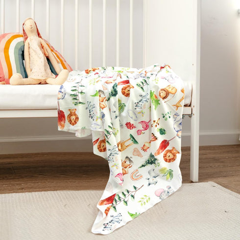 Set (61-09) Animal Newborn Swaddle Blanket, Baby Receiving Blankets with Headband and Beanie for Boys Nursery Swaddle