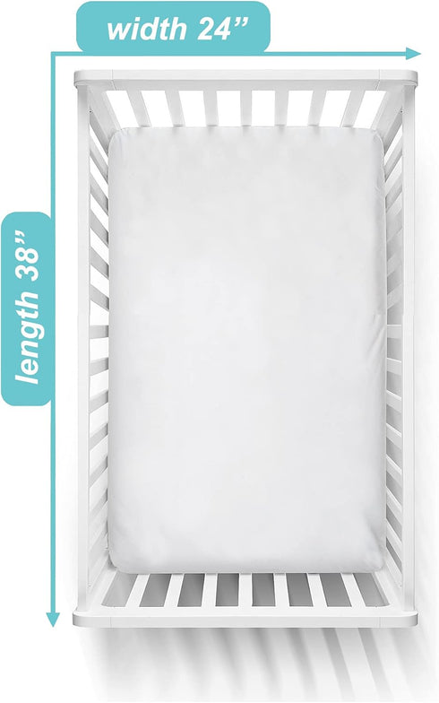 TL Care Supreme Mini Crib Sheet, 100% Natural Cotton Jersey Knit, White, 24" x 38", Soft Breathable