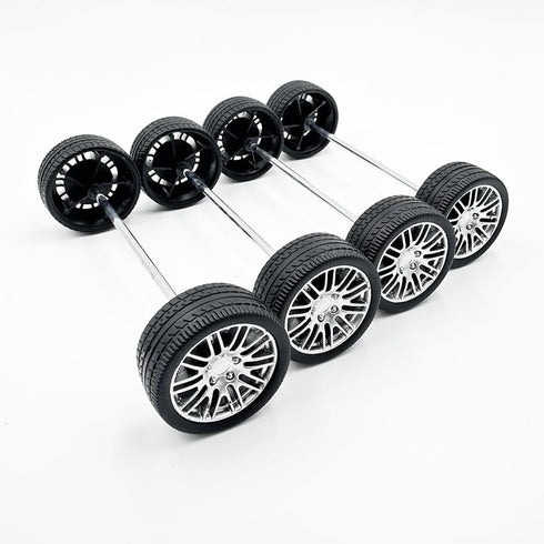 URIMPAVIDO 10PCS (3x35mm) Toy Car Wheels Rubber Tire Wheels with Metal Shaft for RC Car Truck DIY Model Toy Wheel