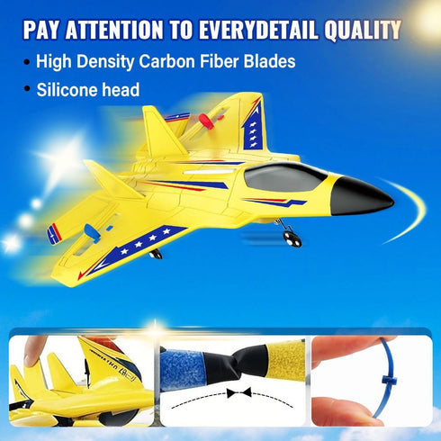 F-22 2.4 6-axis Yellow RC Plane for Kids Upgrade Raptor Fighter RC Airplane Remote Control Airplane Toys GHZ Smart Gyro
