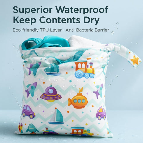FANALALA Waterproof Wet Dry Bag, Reusable Diaper Pouch with Zipper, Machine Washable Travel Organizer for Beach
