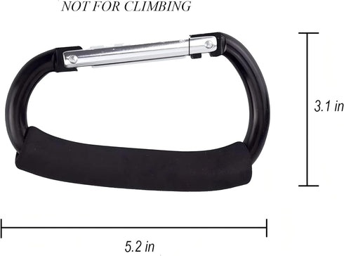 Noneea 3PCS 5.2'' Stroller Hooks, Large Carabiner Clip - Carabiner Large, Baby Stroller Hooks for Hanging Bags