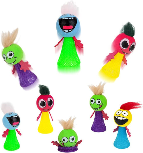 PROLOSO 40 Pcs Jumping Toys, Popper Spring Launchers, Bouncy Ball Hair Man