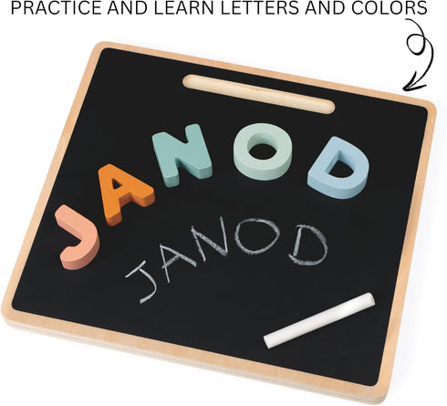 Janod - Sweet Cocoon Wooden Alphabet Learning Puzzle - Alphabet Learning - Stylish Stand-Up Letters - Enhances Language