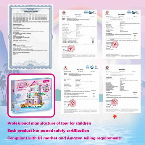 Set 573 6+ Seaside Villa Building Pieces Toys for Girls Building Blocks House Beach Villa Construction Bricks Holiday