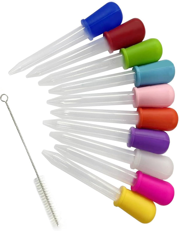 ieddet Colorful Eye Dropper, 10 PCs Silicone and Plastic Droppers with Bulb Tip,
