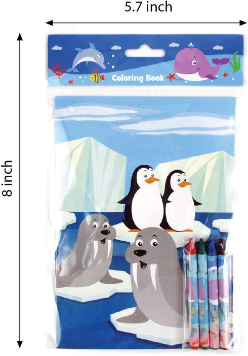 12 48 TINYMILLS Ocean Life Coloring Books for Kids with Coloring Books and Crayons, Ocean Life Under the Sea Treats
