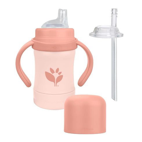 Green Sprouts Sprout Ware Sip & Straw 6oz., 6mo+, Plant-plastic, Platinum-cured Silicone,