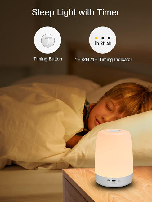 3 200H Night Light for Kids & Nursery - Rechargeable Touch Lamp, Portable Nursing Lamp with Soft & Warm Light