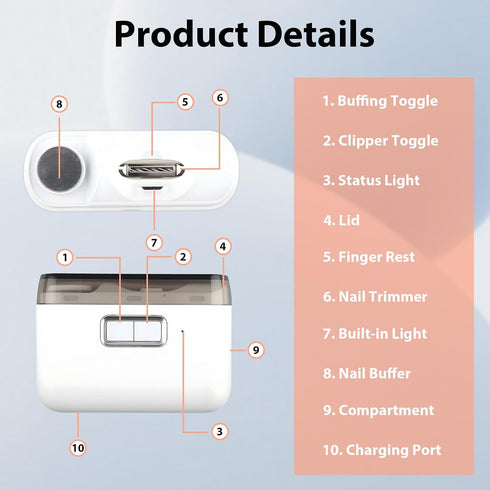 Duoxiate Trimmer Electric Nail Clipper with LED Light, Rechargeable Automatic Nail for Babies, Kids, Adults & Seniors