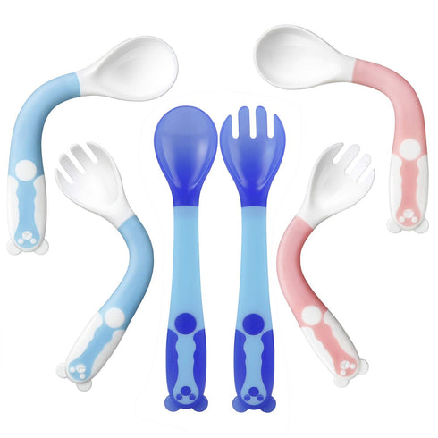 PandaEar Baby Bendable Utensils Spoons, Training Learning Feeding Set for Kids Toddlers (BPA Free)