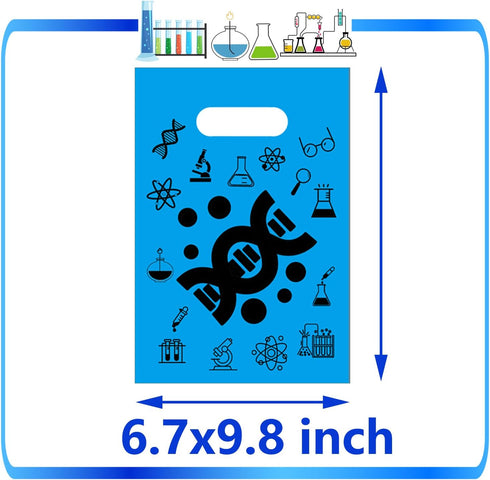 50PCS Science Plastic Gift Bags - Future Mad Scientist Natural Science Arts Birthday Party Favors Decorations