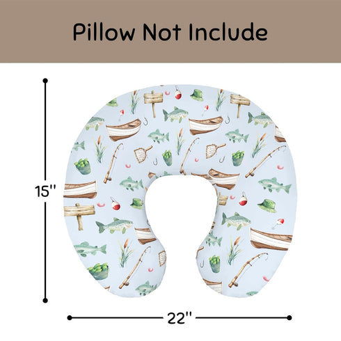 Wicbfdfv Cute Fishing Gears Fishes Blue Nursing Pillow Cover Stretchy and Soft for Baby Girls Boys Ships Reed Gear