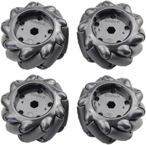 Premium 97mm Omni Directional Tire Mecanum Wheel for AGV Robot Car Chassis, 4pcs Metal 6mm Coupling Motor Connector for