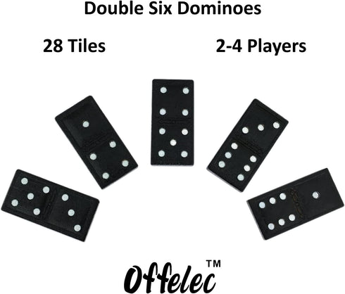 Wooden Double Six Dominoes Set, Classic 28 Pieces Board Game for Kids, Ideal for 2-4 Players
