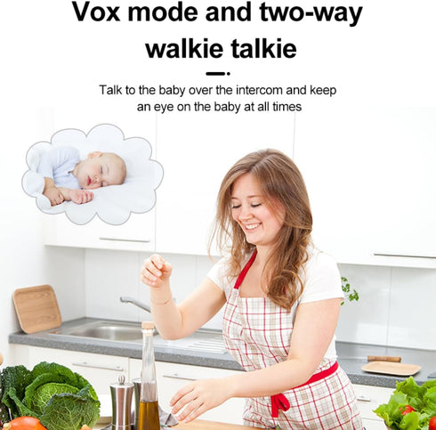 Winnes 2.8'' 2.4 2X/4X,No Screen,6 Baby Monitor with Camera LCD Screen Video Baby Monitor GHz Temperature Sensor VOX