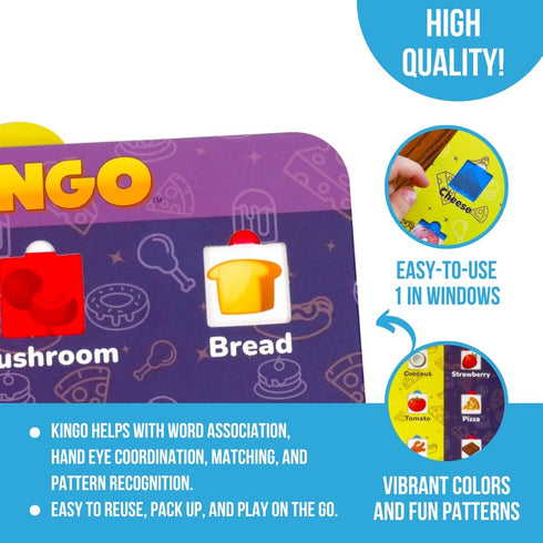 Regal Games Kingo Foods Edition Bingo Game for Kids - Fun Educational Learning for Preschool & Kindergarten - Phonics