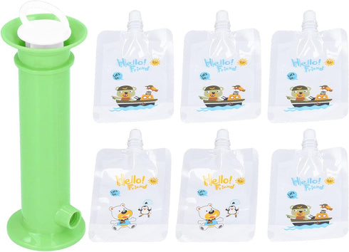 Reusable Puree Injection Tool, 7Pcs/Set Baby Food Bag Maker, Toddler Fruit Squeeze Puree Fillers (Green)
