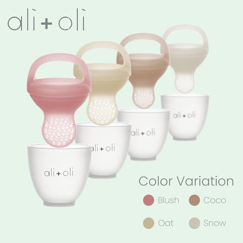 Ali+Oli (2-pc) Food & Fruit Feeder Pacifier (Oat & Coco) Set for Baby, BPA-Free Food-Grade Silicone Fruit Pacifier Feeder, Infant & Toddler Teether Soother, Fruit Teethers for Babies