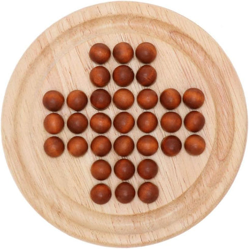 TOYANDONA Wooden Solitaire Game - Strategy Chess Board with Marbles for Students, Adults, and Children