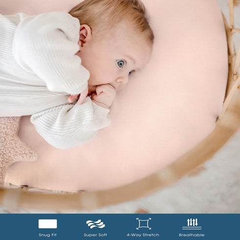 3 Pack, GRSSDER Stretchy Ultra Soft Fitted Bassinet Sheet Universal Fit for Bassinets Baby Cradle Moses Basket Oval