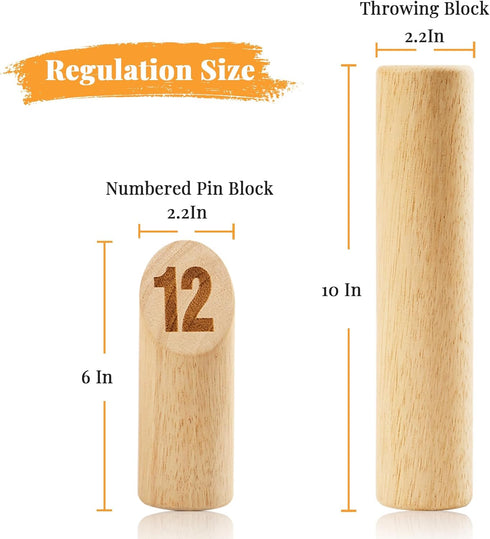 Wooden Tossing Game Set, 12PCS Numbered Block Toss Games with Scoreboard & Carrying Case, Outdoor Lawn Game for Teens,