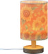 Vdsrup Table Lamp Sunflowers Orange Nightstand lamp Fabric Lamps with Wood Base Fabric Shade Bedside Desk Lamps