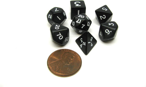 Opaque Mini 7Pc Black/White Dice Set
