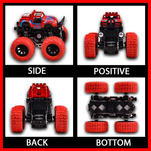 Duyfioa 4 Pack 360 4 Playset 3 4 5 6 7 8 Monster Trucks for Boys, Pull Back Vehicles Cars for Toddlers, Rotation Wheels