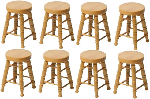 ERINGOGO 8 Pcs Dollhouse Stool - 1:12 Miniature Round Stool Dollhouse Round Stool & Bar Counter Chair Ornament