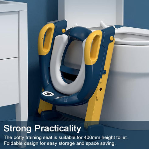Irfora 2-Level Potty Training Toilet Seat with Step S Ladder Handle Foldable Toilet Trainer Seat Pedal Height