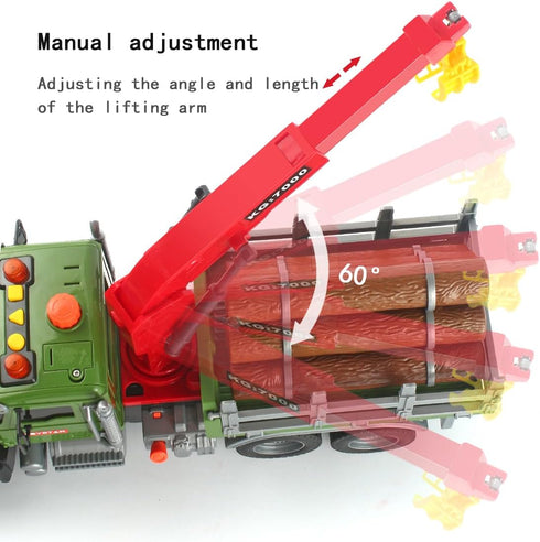 Timber Transport Truck Toddler Toy, 15-inch Logging Truck with Sounds and Lights, Birthday Gift for Kids Ages 3-6