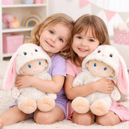 12" June Garden Sweet Dolly Snowbun - Stuffed Ultra Soft Baby Doll for Birth and Up - Bunny Outfit