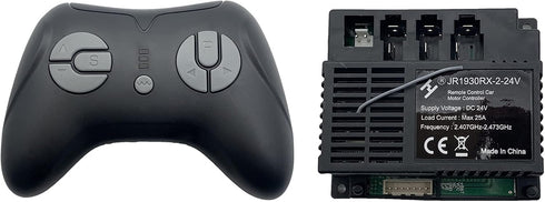 JR1930RX-2-24V 2.4G Black Remote Control and Receiver for Kids Ride On Toys, 24V Control Box Accessories
