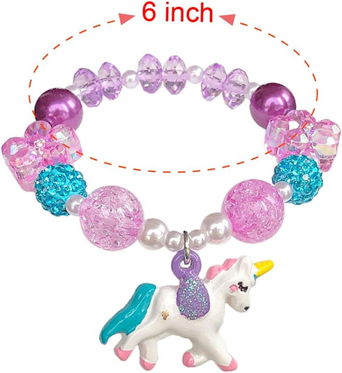 5pcs Little Girl Bracelet, Kids Unicorn Bracelets for Toddlers Teens, Charm Bracelet Gift Box