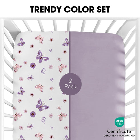 2pk Little Grape Land Crib Sheets for Boys and Girls, Baby Crib Fitted Sheet for Standard Size Crib and Toddler