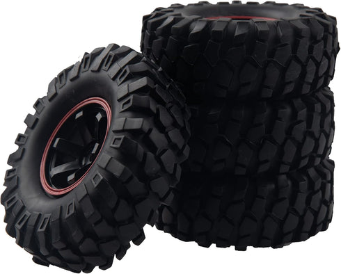 6-Spoke 1.9" Rubber Tires 108mm Wheels & 12mm Hex Hub Wheel Rims Compatible with 1/10 Axial D90 SCX10 CC01 TF2 RC Off-Road Climbing Crawler Car