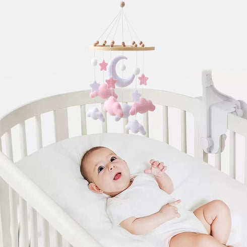 GOODMOM Cloud Mobile for Crib - A Handmade Gender Neutral Cloud Crib Mobile with Moon and Stars Boho Nursery Decor