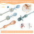 Toddler Utensils, Silicone Stretch Lids for Fork and Spoon, Food Grade Silicone Holder Strap, Dishwasher Safe (Apricot,