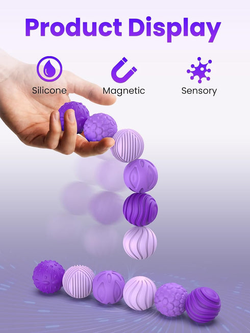 6PCS Silicone Magnetic Fidget Balls for Adults - Stress Relief Sensory Toys for Anxiety & ADHD, Quiet Office Desk Toys