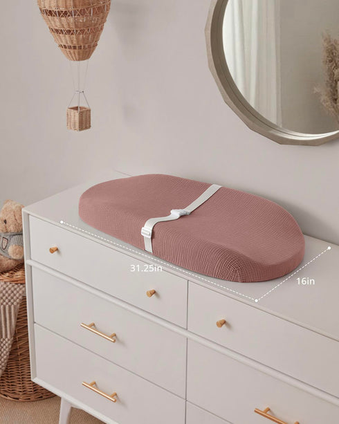 Blissful Diary Muslin Baby Changing Pad with Waterproof Lining Foam, Diaper Changing Table Pad with Cover for Dressers