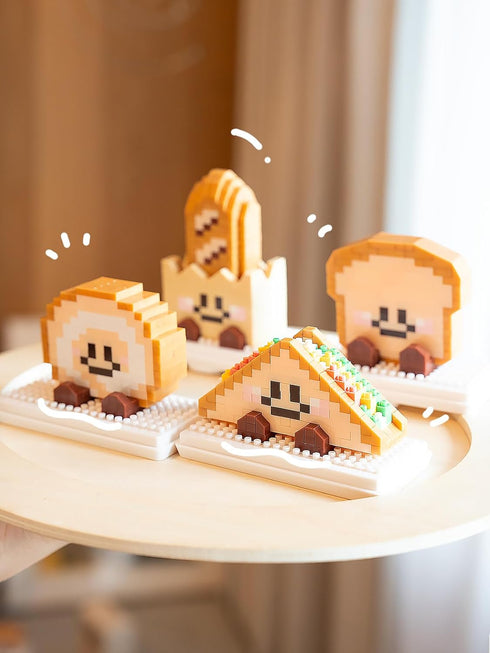 Jollcnoia Set Pretzel Happy Bread Series Food Cute Series Toy Mini Bricks Micro Building Kit Toys Desktop Ornaments