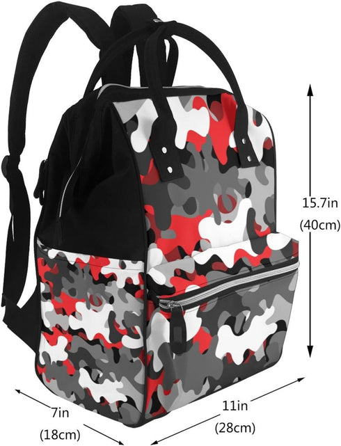 TZTTZT Backpack, Mommy Red Gray Camo Print Diaper Bag Toddler Baby Girl Boy Diaper Bag for Mom Dad, Bags Travel Baby