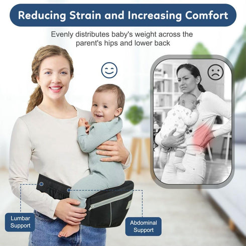 Baby Carrier with Hip Seat, Ergonomic Front Carrier for Newborns & Toddlers, Adjustable Waistband with Strong Support