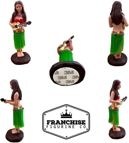 Hawaiian Hula Girl Dashboard Doll with Ukulele, 6" Bobbleheads Car Collection Figurines for Home Decor, Valentines Gift