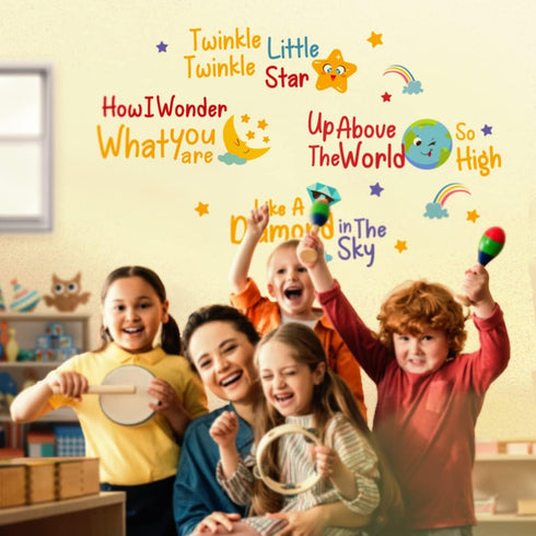 Set DEKOSH Baby Nursery Decor with Twinkle Twinkle Little Star Rhyme Wall Decal Peel and Stick Kids Wall Stickers