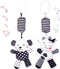 Baby Car Seat Toys - Black White Stroller Toy Stretch Plush Toys for Crib Mobile - Newborn Sensory Toy
