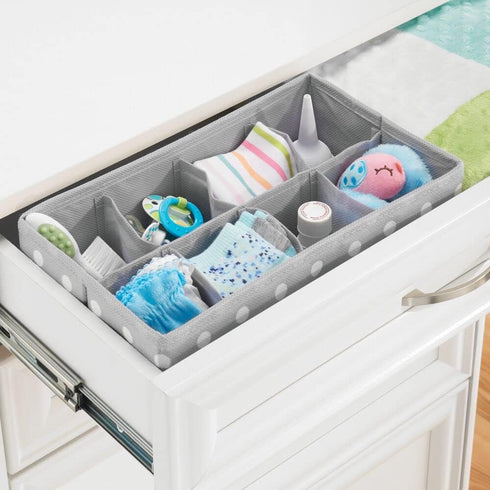 Drawer/Closet Set 5 mDesign Soft Fabric Dresser Divided Storage Organizer Bins for Nursery - Holds Blankets, Bibs